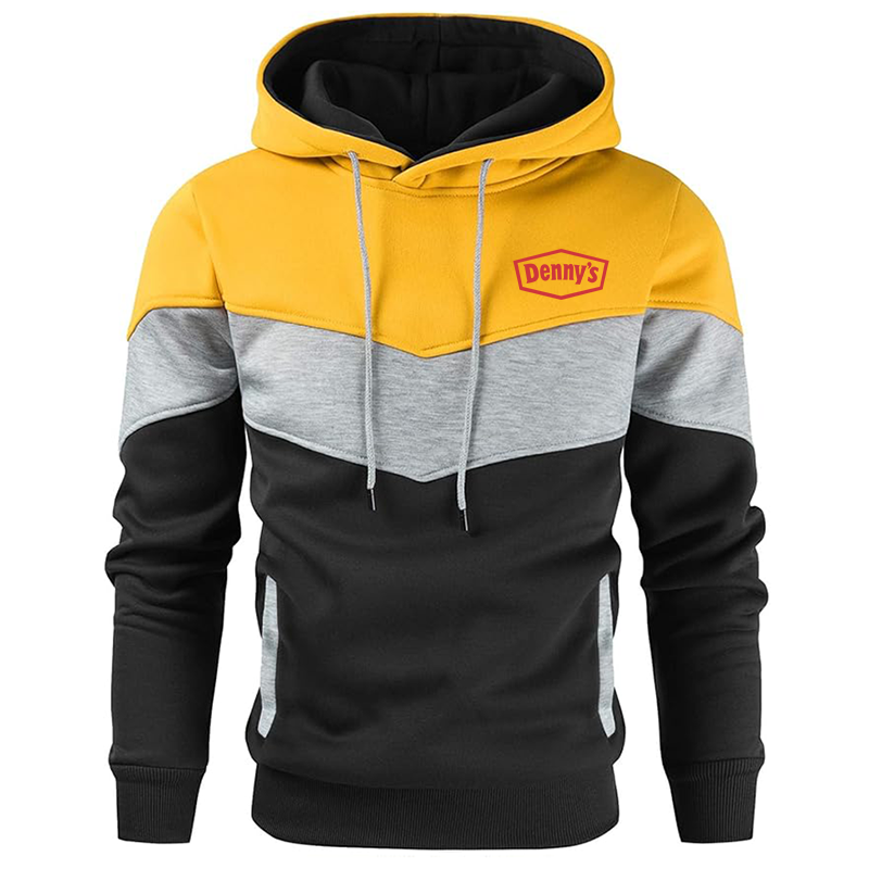 Men's Dennys Gesean Novelty Color Block Pullover Fleece Hoodie Long Sleeve Casual Sweatshirt with Pocket