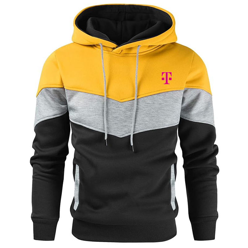 Men's T-Mobile Gesean Novelty Color Block Pullover Fleece Hoodie Long Sleeve Casual Sweatshirt with Pocket