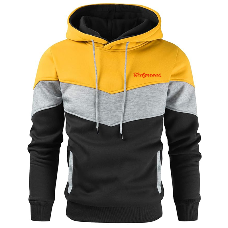 Men's Walgreens Gesean Novelty Color Block Pullover Fleece Hoodie Long Sleeve Casual Sweatshirt with Pocket