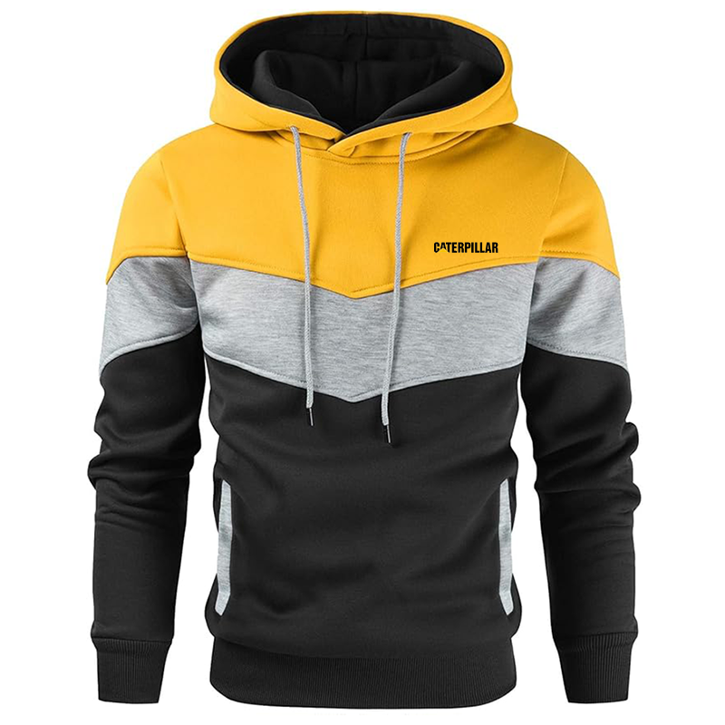 Men's Caterpillar Gesean Novelty Color Block Pullover Fleece Hoodie Long Sleeve Casual Sweatshirt with Pocket