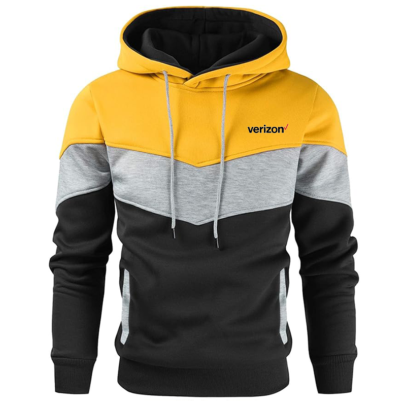 Men's Verizon Gesean Novelty Color Block Pullover Fleece Hoodie Long Sleeve Casual Sweatshirt with Pocket