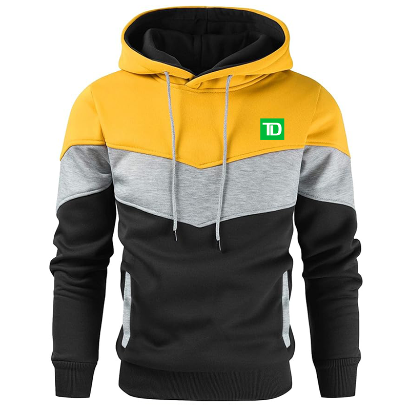 Men's TD Bank Gesean Novelty Color Block Pullover Fleece Hoodie Long Sleeve Casual Sweatshirt with Pocket