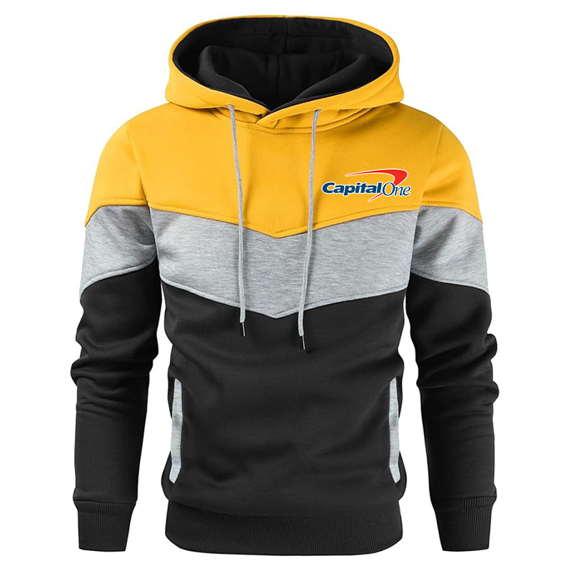 Men's Capital One Gesean Novelty Color Block Pullover Fleece Hoodie Long Sleeve Casual Sweatshirt with Pocket