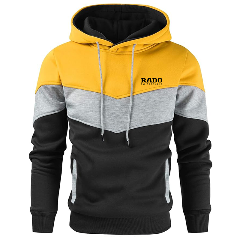 Men's Rado Gesean Novelty Color Block Pullover Fleece Hoodie Long Sleeve Casual Sweatshirt with Pocket