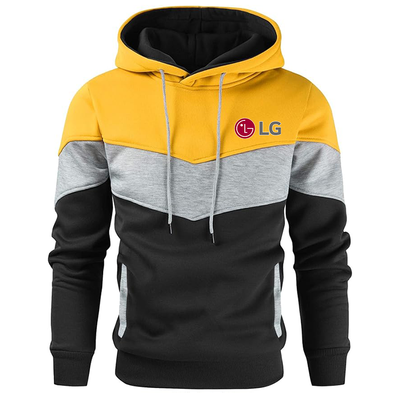 Men's LG Gesean Novelty Color Block Pullover Fleece Hoodie Long Sleeve Casual Sweatshirt with Pocket