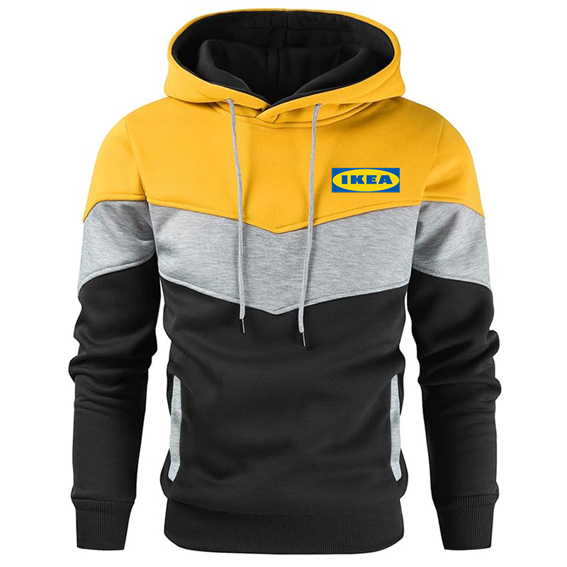 Men's IKEA Gesean Novelty Color Block Pullover Fleece Hoodie Long Sleeve Casual Sweatshirt with Pocket