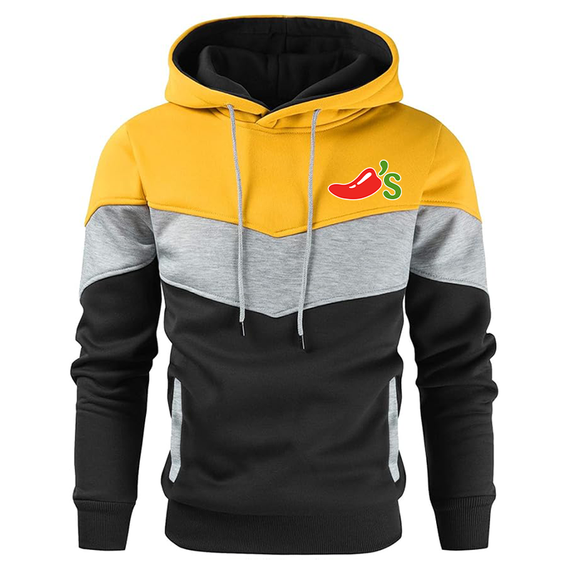Men's Chilis Gesean Novelty Color Block Pullover Fleece Hoodie Long Sleeve Casual Sweatshirt with Pocket