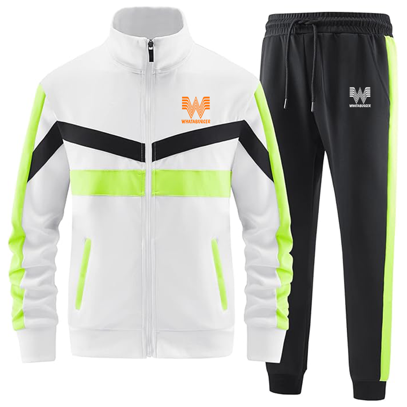 Men's What A Burger Casual 2 Piece Tracksuit Sets Long Sleeve Full Zip Jacket and Sweatpants Sport Outfits Sweatsuits