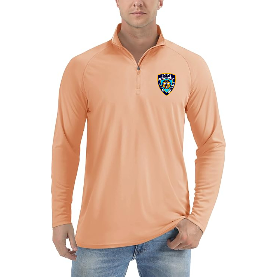 Men's NYPD Lightweight Quarter-Zip Athletic Shirt Long Sleeve Performance Wear