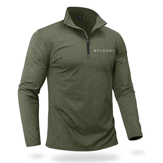 Men's BVLGARI Quarter Zip Pullover Premium Fleece Lined Heather Long Sleeve Golf Shirts Midweight 1/4 Half Zip Sweatshirts