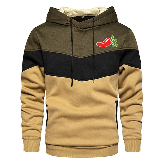 Men's Chilis Gesean Novelty Color Block Pullover Fleece Hoodie Long Sleeve Casual Sweatshirt with Pocket
