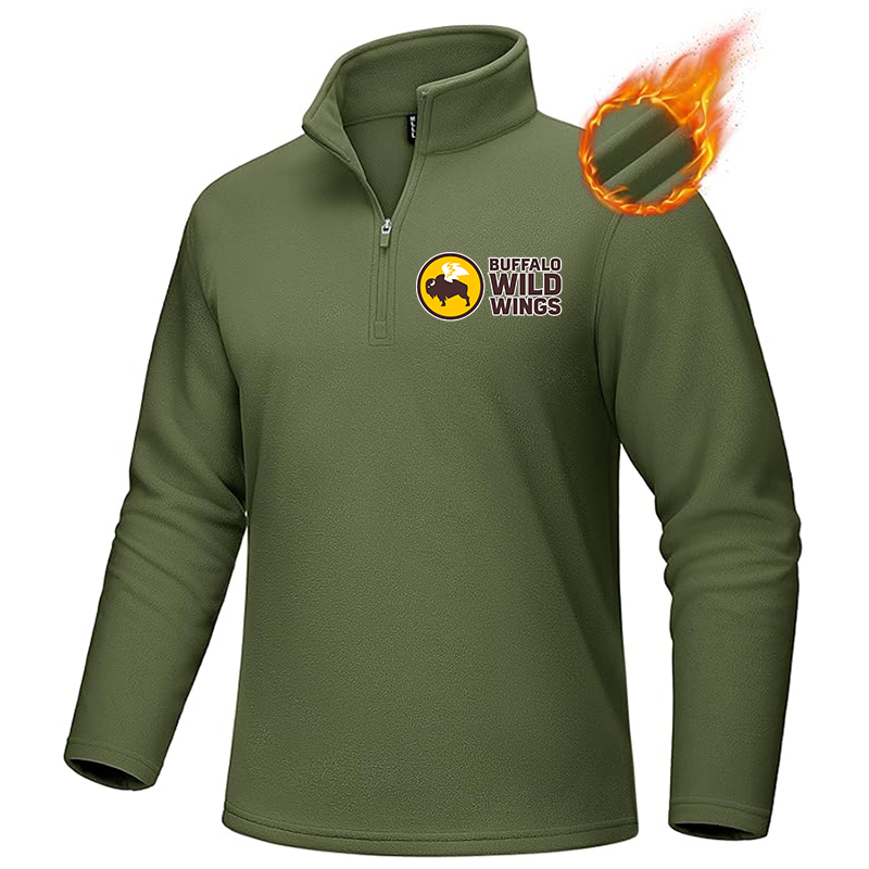 Men's Buffalo Wild Wings MAGCOMSEN Quarter-Zip Pullover Polar Fleece Sweatshirt Stand Collar Long Sleeve Shirt for Men Thermal Winter Fall