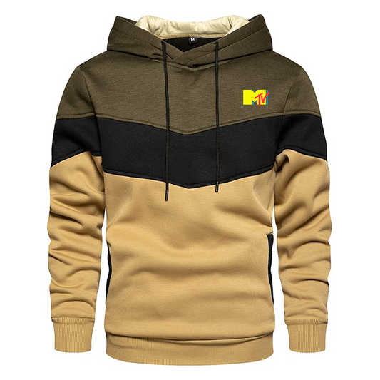 Men's M.T.V Gesean Novelty Color Block Pullover Fleece Hoodie Long Sleeve Casual Sweatshirt with Pocket