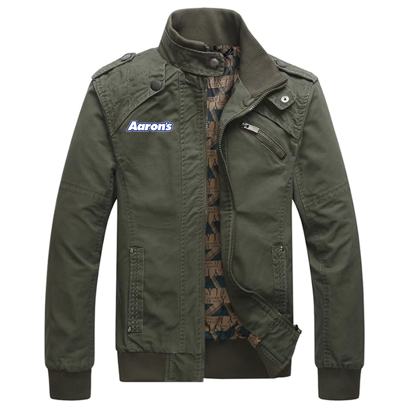 Men's Aarons Dwar Casual Washed Cotton Military Outdoor Jackets with Shoulder Straps