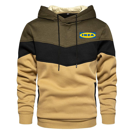 Men's IKEA Gesean Novelty Color Block Pullover Fleece Hoodie Long Sleeve Casual Sweatshirt with Pocket