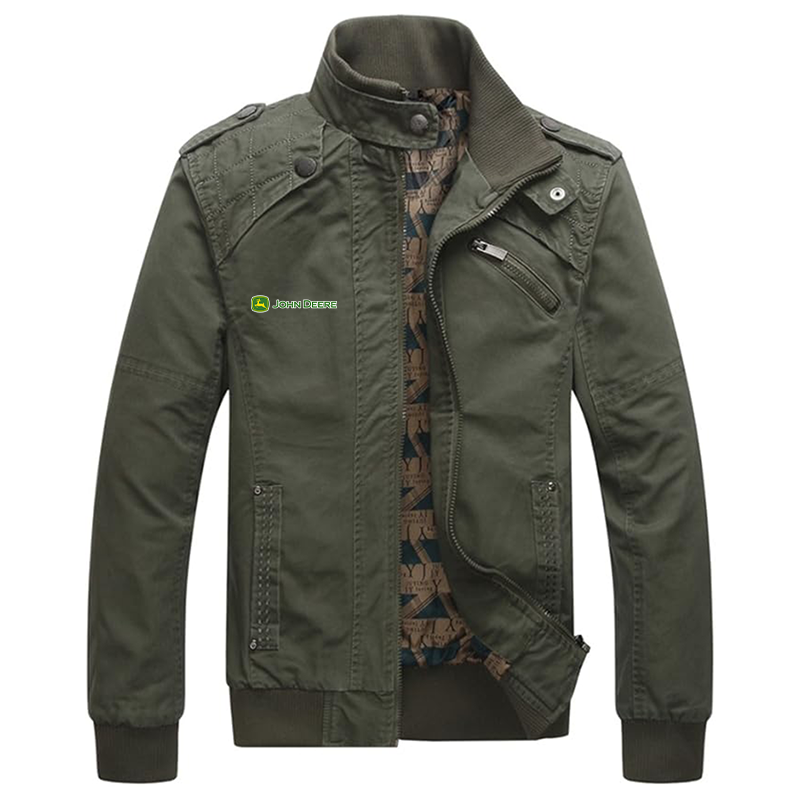 Men's John Deere Dwar Casual Washed Cotton Military Outdoor Jackets with Shoulder Straps