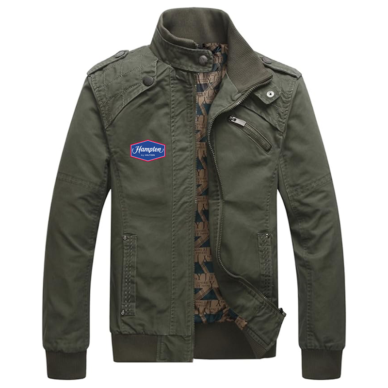 Men's Hampton Dwar Casual Washed Cotton Military Outdoor Jackets with Shoulder Straps