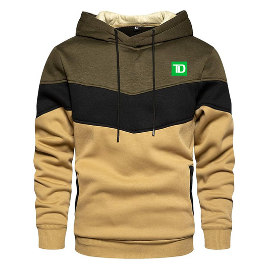 Men's TD Bank Gesean Novelty Color Block Pullover Fleece Hoodie Long Sleeve Casual Sweatshirt with Pocket