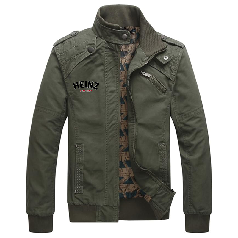Men's HEINZ  Dwar Casual Washed Cotton Military Outdoor Jackets with Shoulder Straps