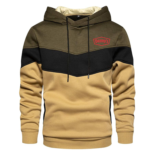 Men's Dennys Gesean Novelty Color Block Pullover Fleece Hoodie Long Sleeve Casual Sweatshirt with Pocket