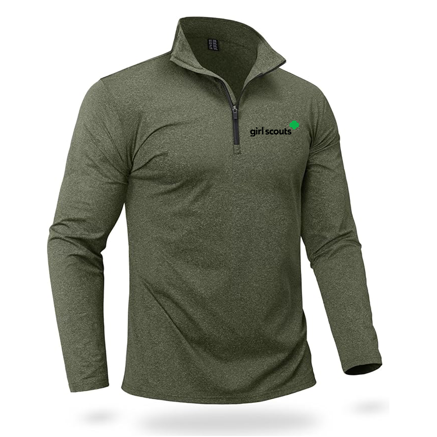 Men's Girl Scouts Quarter Zip Pullover Premium Fleece Lined Heather Long Sleeve Golf Shirts Midweight 1/4 Half Zip Sweatshirts