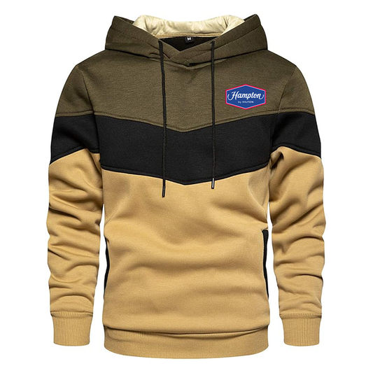 Men's Hampton Gesean Novelty Color Block Pullover Fleece Hoodie Long Sleeve Casual Sweatshirt with Pocket