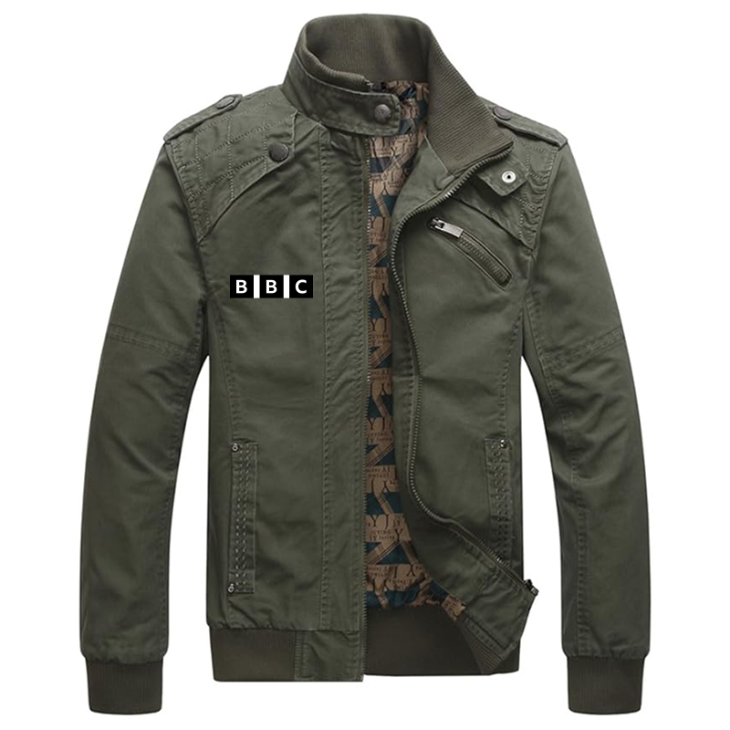 Men's BBC Dwar Casual Washed Cotton Military Outdoor Jackets with Shoulder Straps