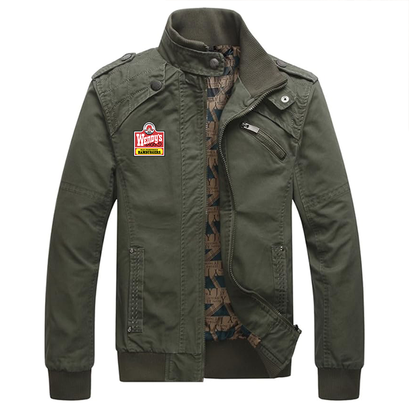 Men's Wendy's  Dwar Casual Washed Cotton Military Outdoor Jackets with Shoulder Straps