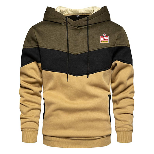 Men's Wendy's   Gesean Novelty Color Block Pullover Fleece Hoodie Long Sleeve Casual Sweatshirt with Pocket