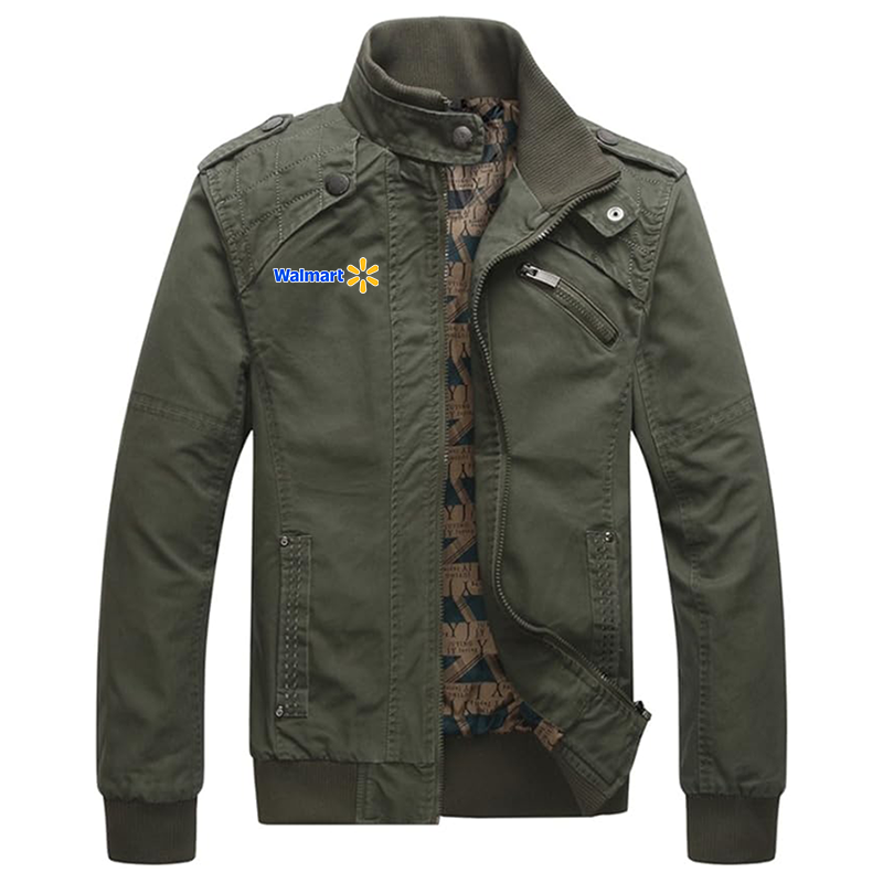 Men's Walmart Dwar Casual Washed Cotton Military Outdoor Jackets with Shoulder Straps