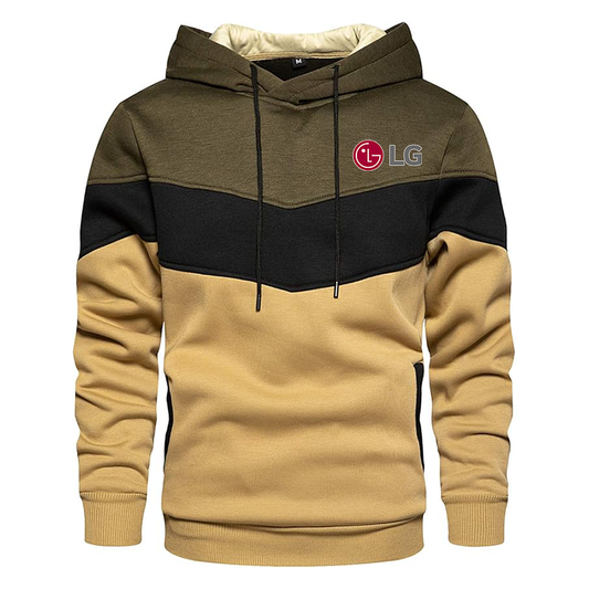 Men's LG Gesean Novelty Color Block Pullover Fleece Hoodie Long Sleeve Casual Sweatshirt with Pocket