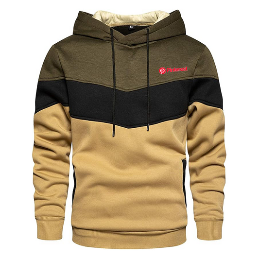 Men's Pinterest Gesean Novelty Color Block Pullover Fleece Hoodie Long Sleeve Casual Sweatshirt with Pocket