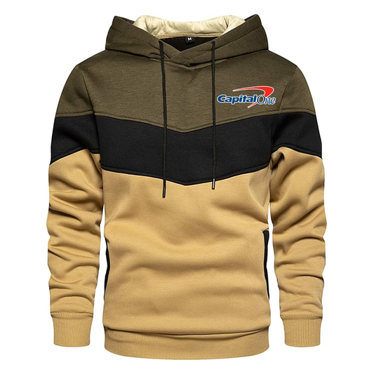 Men's Capital One Gesean Novelty Color Block Pullover Fleece Hoodie Long Sleeve Casual Sweatshirt with Pocket