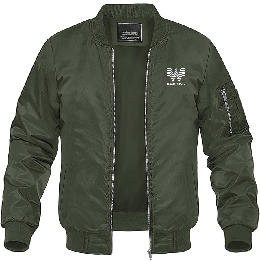 Men's What A Burger Lightweight Bomber Jacket Windbreaker Casual Fall Spring Outdoor Coat