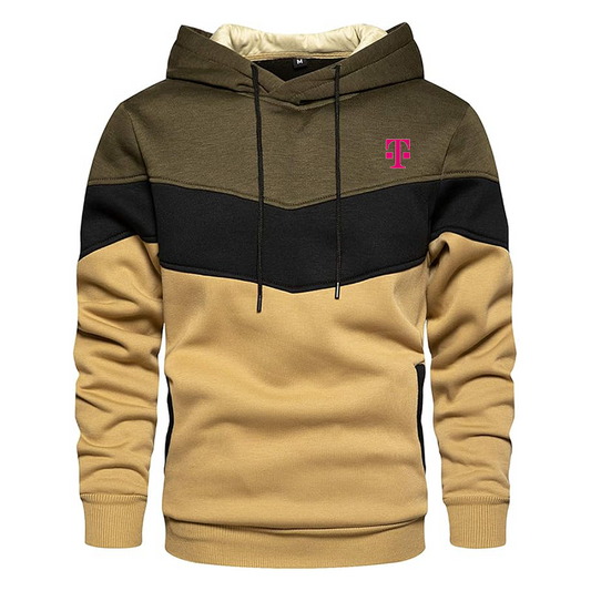 Men's T-Mobile Gesean Novelty Color Block Pullover Fleece Hoodie Long Sleeve Casual Sweatshirt with Pocket