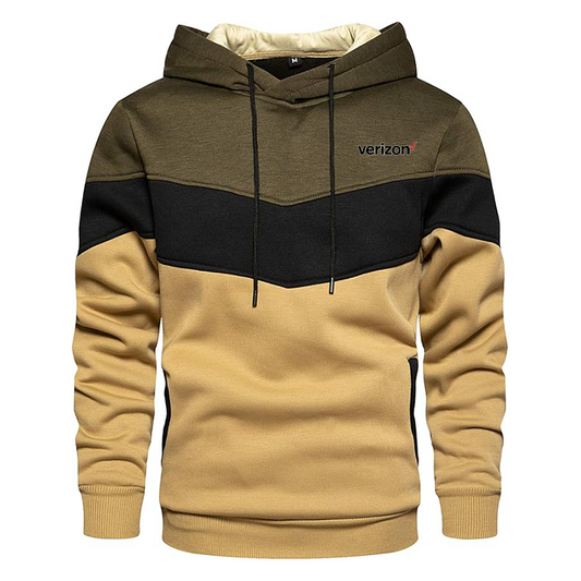 Men's Verizon Gesean Novelty Color Block Pullover Fleece Hoodie Long Sleeve Casual Sweatshirt with Pocket