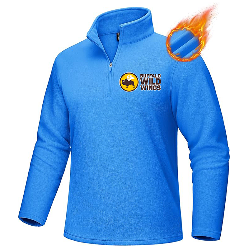 Men's Buffalo Wild Wings MAGCOMSEN Quarter-Zip Pullover Polar Fleece Sweatshirt Stand Collar Long Sleeve Shirt for Men Thermal Winter Fall