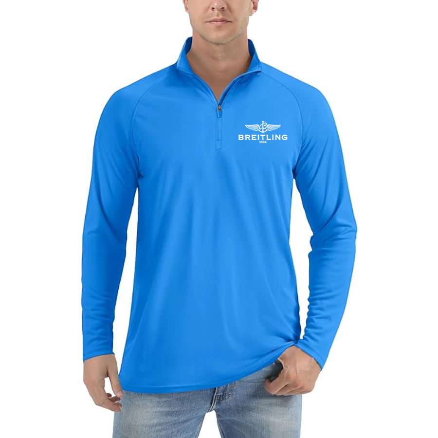 Men's Breitling  Lightweight Quarter-Zip Athletic Shirt Long Sleeve Performance Wear