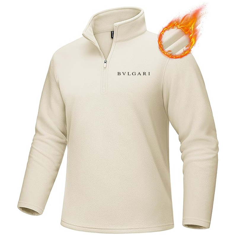 Men's BVLGARI MAGCOMSEN Quarter-Zip Pullover Polar Fleece Sweatshirt Stand Collar Long Sleeve Shirt for Men Thermal Winter Fall