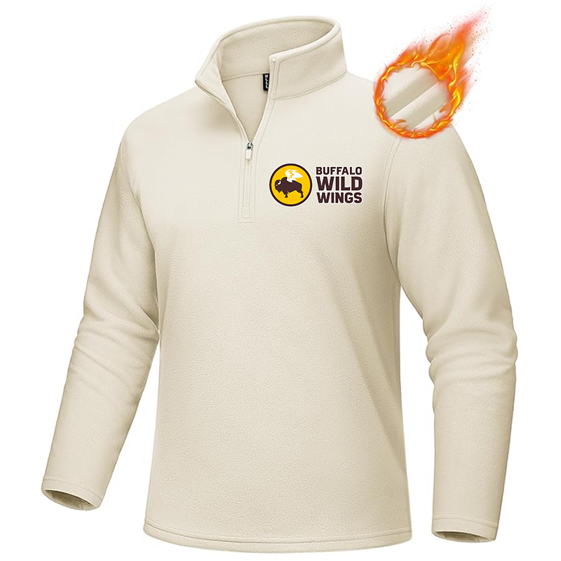 Men's Buffalo Wild Wings MAGCOMSEN Quarter-Zip Pullover Polar Fleece Sweatshirt Stand Collar Long Sleeve Shirt for Men Thermal Winter Fall