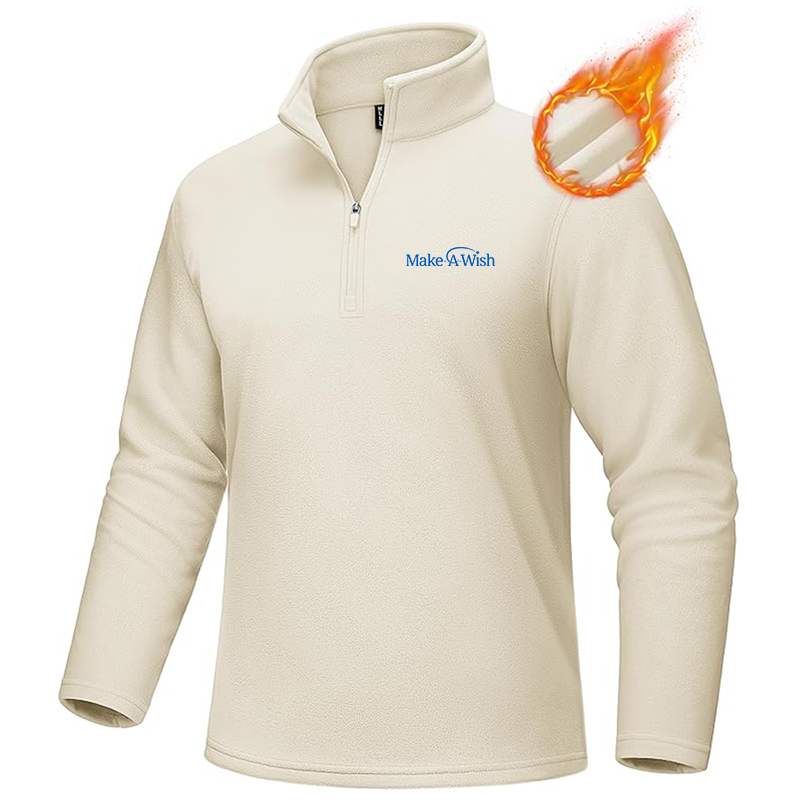 Men's Make-A-Wish MAGCOMSEN Quarter-Zip Pullover Polar Fleece Sweatshirt Stand Collar Long Sleeve Shirt for Men Thermal Winter Fall