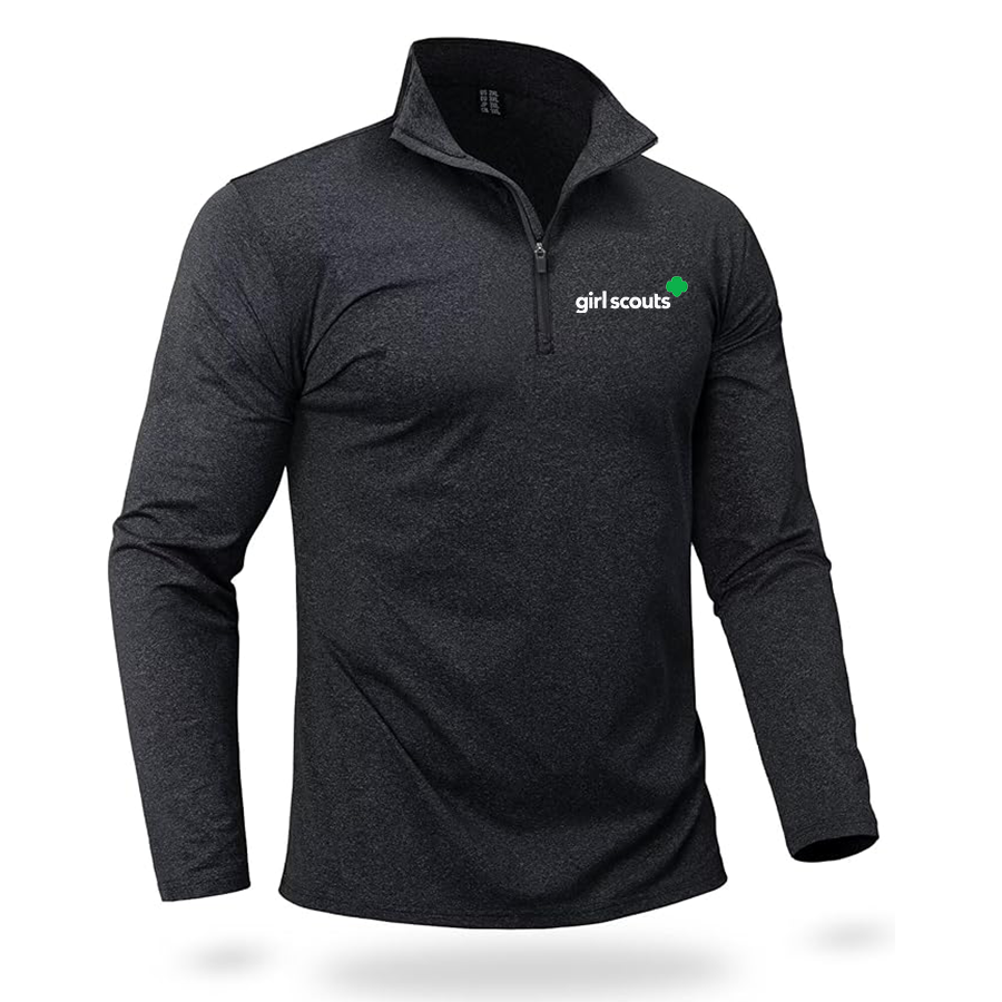 Men's Girl Scouts Quarter Zip Pullover Premium Fleece Lined Heather Long Sleeve Golf Shirts Midweight 1/4 Half Zip Sweatshirts