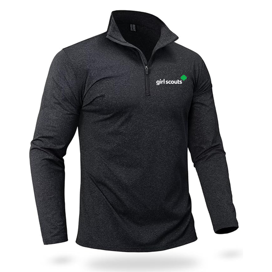 Men's Girl Scouts Quarter Zip Pullover Premium Fleece Lined Heather Long Sleeve Golf Shirts Midweight 1/4 Half Zip Sweatshirts