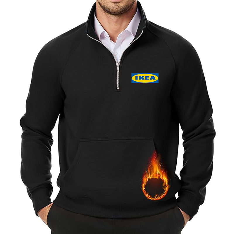 Men's IKEA JMIERR  Quarter Zip Pullover Heavy Sweatshirts Warm Fleece Sweatshirt Polo