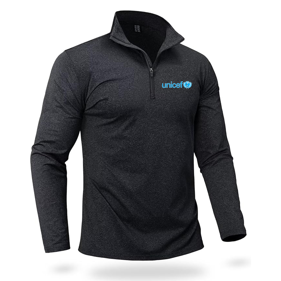 Men's UNICEF Quarter Zip Pullover Premium Fleece Lined Heather Long Sleeve Golf Shirts Midweight 1/4 Half Zip Sweatshirts