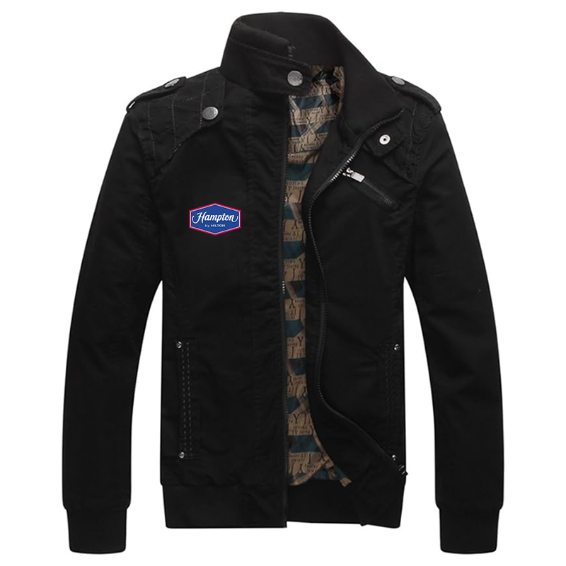 Men's Hampton Dwar Casual Washed Cotton Military Outdoor Jackets with Shoulder Straps