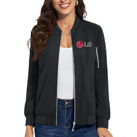 Women's LG Premium Bomber Jacket with Polished Detailing and Functional Sleeve Pocket Modern Luxury Outerwear