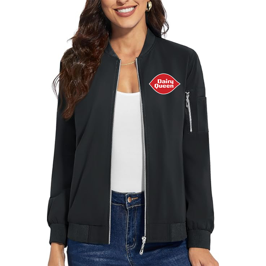 Women's Dairy Queen Premium Bomber Jacket with Polished Detailing and Functional Sleeve Pocket Modern Luxury Outerwear