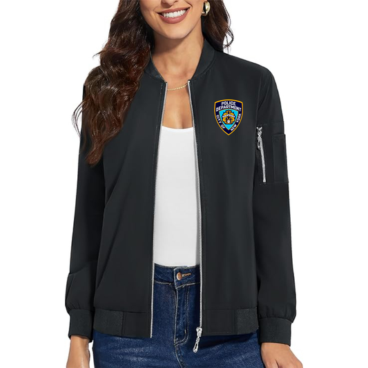 Women's NYPD Premium Bomber Jacket with Polished Detailing and Functional Sleeve Pocket Modern Luxury Outerwear