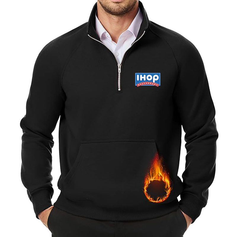 Men's ihop JMIERR  Quarter Zip Pullover Heavy Sweatshirts Warm Fleece Sweatshirt Polo